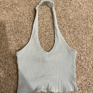 baby blue cropped halter top